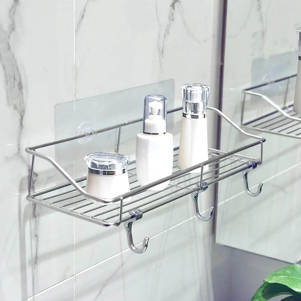 ($15 OFF Each Today) Drill Free Shower Caddy With Hooks